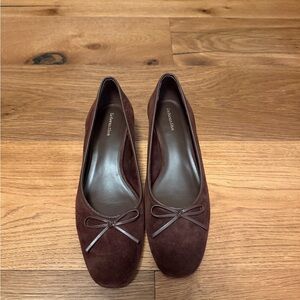 Reformation Brown Suede Ballet Flats with Bow
